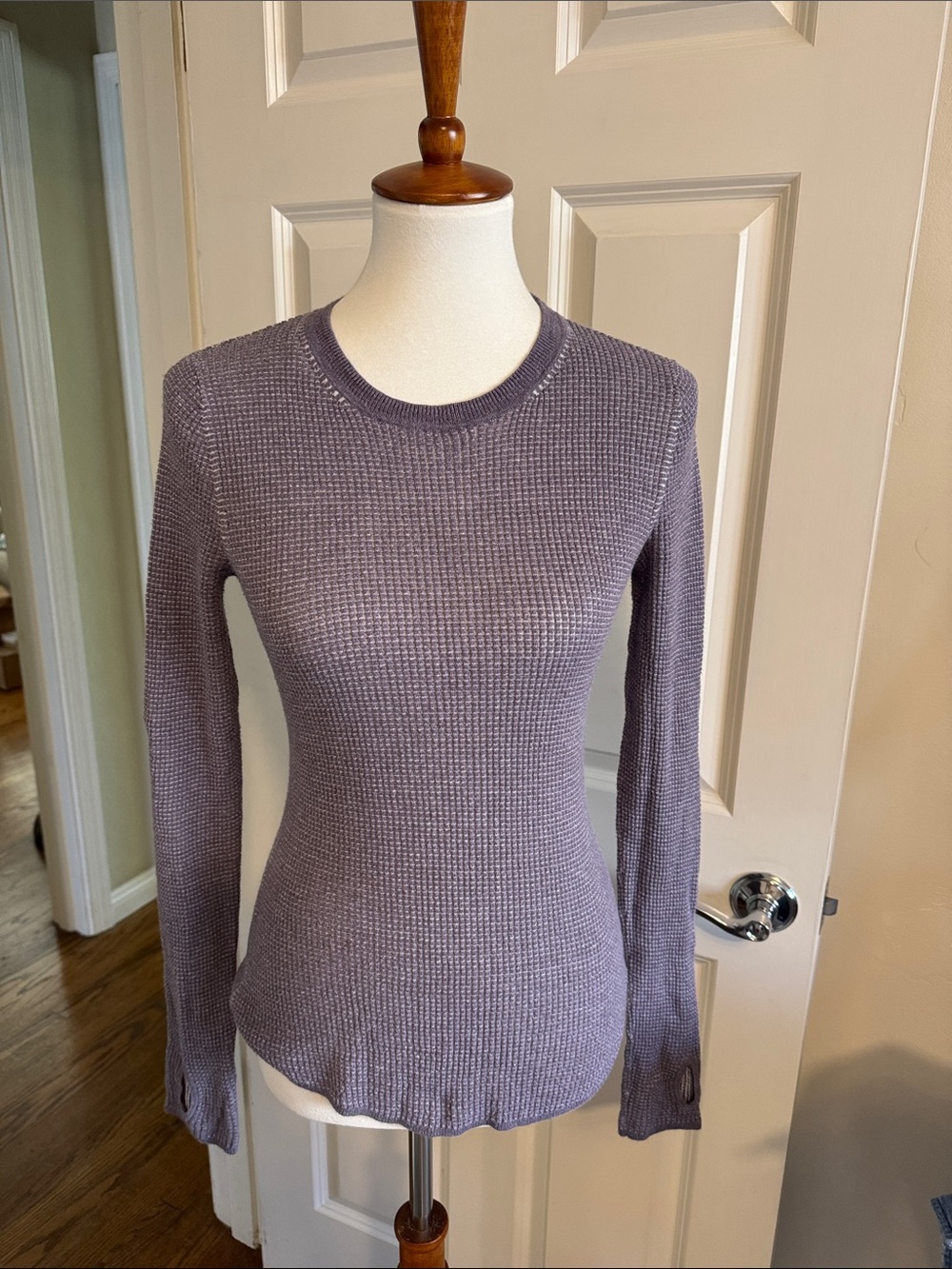 Margaret O'Leary Lavender Waffle Knit Long-Sleeve Top